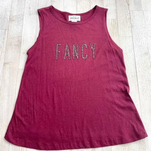 𝅺For The Republic Fancy‎ Graphic Beaded Tank | Burgundy Size S